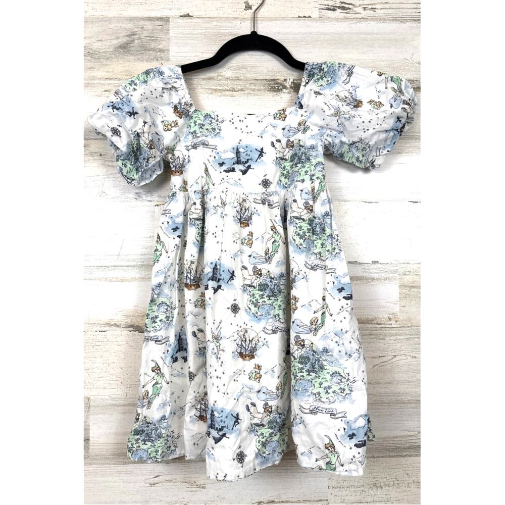 Disney Janie And Jack Girls 6 White Blue Tinker Bell Cotton Toile Dress NEW